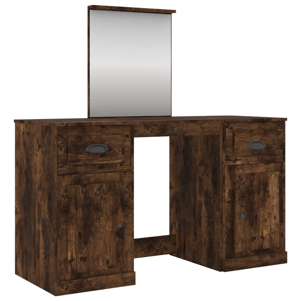 Modern Wooden Large Dressing Table Makeup Vanity Desk With Storage & Mirror