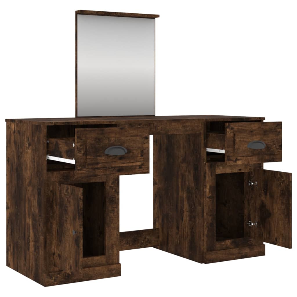 Modern Wooden Large Dressing Table Makeup Vanity Desk With Storage & Mirror