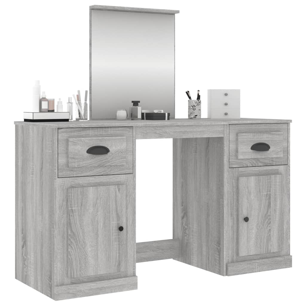 Modern Wooden Large Dressing Table Makeup Vanity Desk With Storage & Mirror