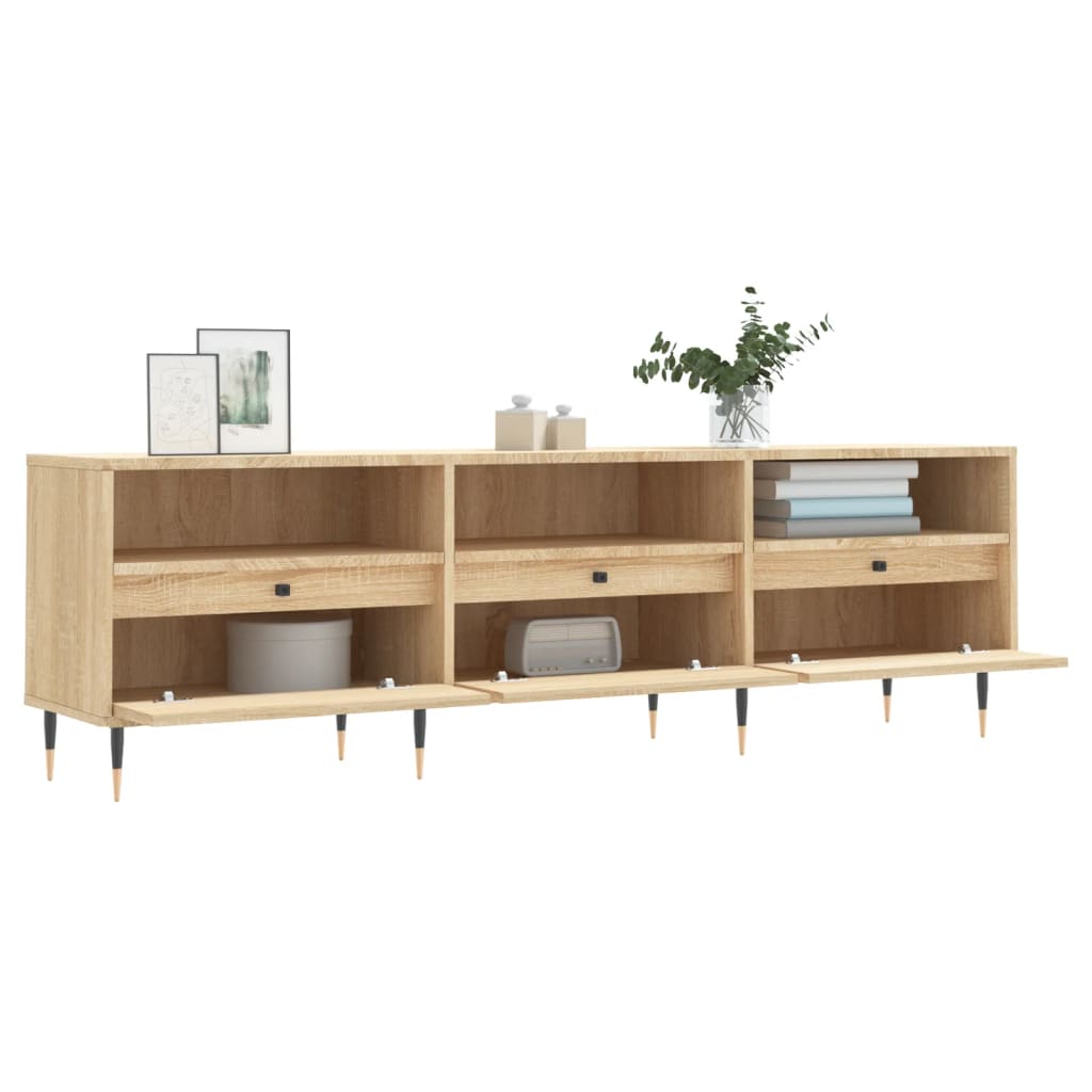 Modern Wooden TV Tele Stand Unit Cabinet With 3 Drawers & Open Storage Shelves