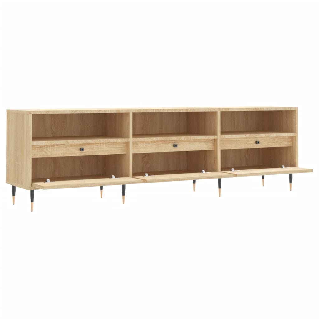 Modern Wooden TV Tele Stand Unit Cabinet With 3 Drawers & Open Storage Shelves
