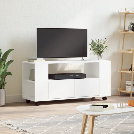Modern Wooden 40 Inch TV Tele Stand Unit Cabinet With Storage & Wheels