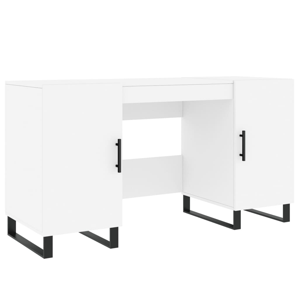 Modern Wooden Home Office Computer Table Desk With 2 Storage Cupboards Wood