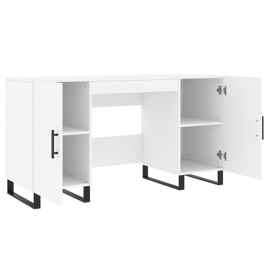 Modern Wooden Home Office Computer Table Desk With 2 Storage Cupboards Wood
