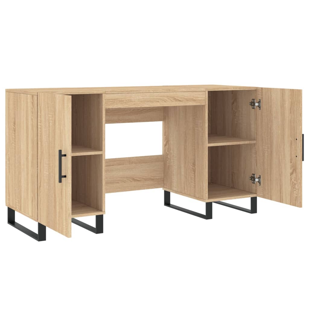 Modern Wooden Home Office Computer Table Desk With 2 Storage Cupboards Wood