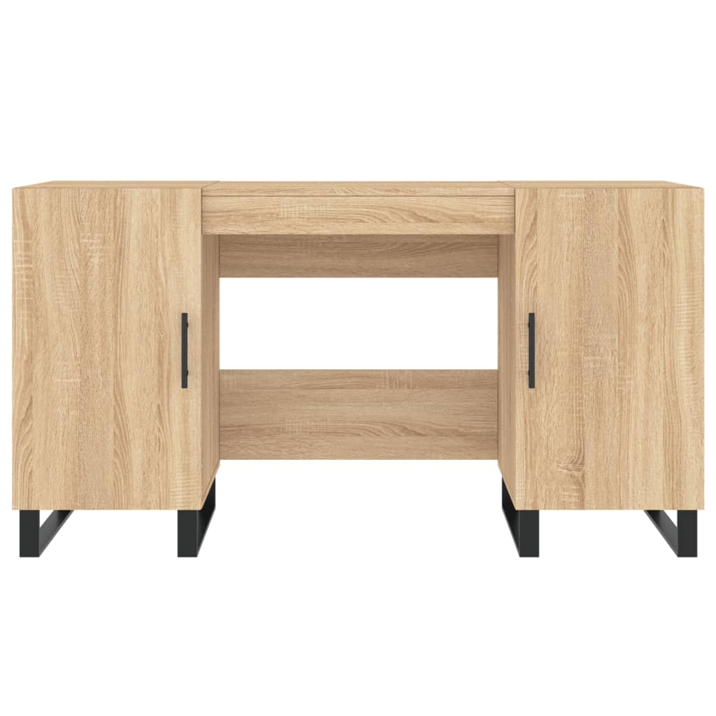 Modern Wooden Home Office Computer Table Desk With 2 Storage Cupboards Wood