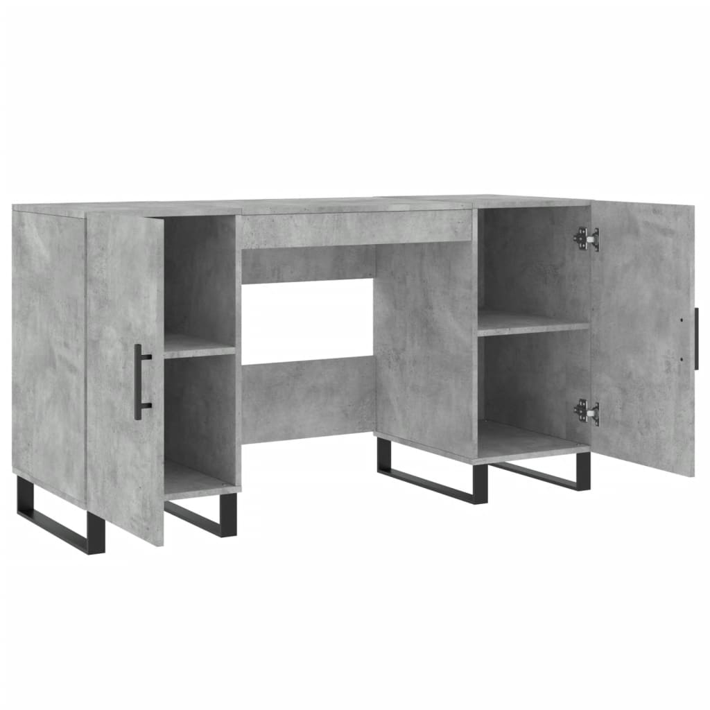 Modern Wooden Home Office Computer Table Desk With 2 Storage Cupboards Wood
