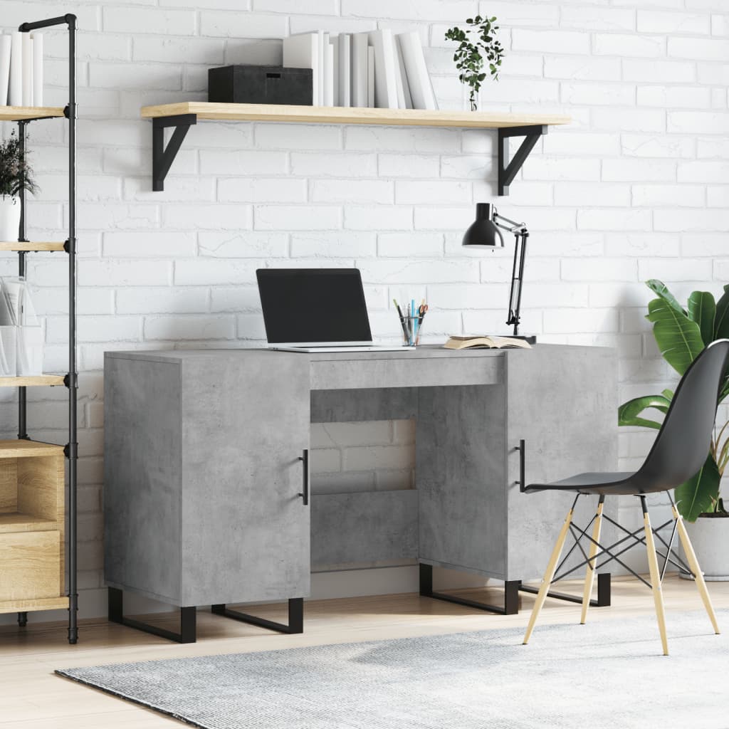 Modern Wooden Home Office Computer Table Desk With 2 Storage Cupboards Wood