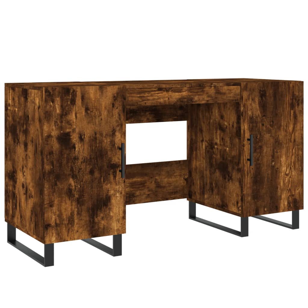 Modern Wooden Home Office Computer Table Desk With 2 Storage Cupboards Wood