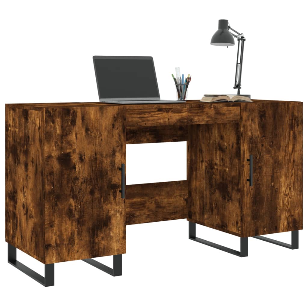 Modern Wooden Home Office Computer Table Desk With 2 Storage Cupboards Wood
