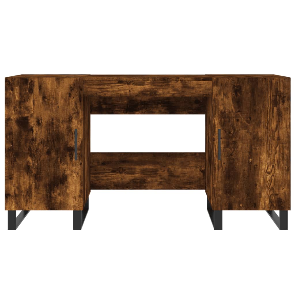 Modern Wooden Home Office Computer Table Desk With 2 Storage Cupboards Wood