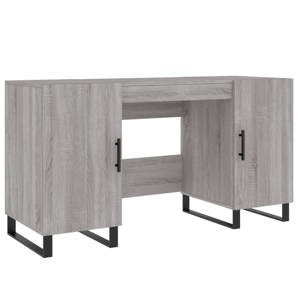 Modern Wooden Home Office Computer Table Desk With 2 Storage Cupboards Wood