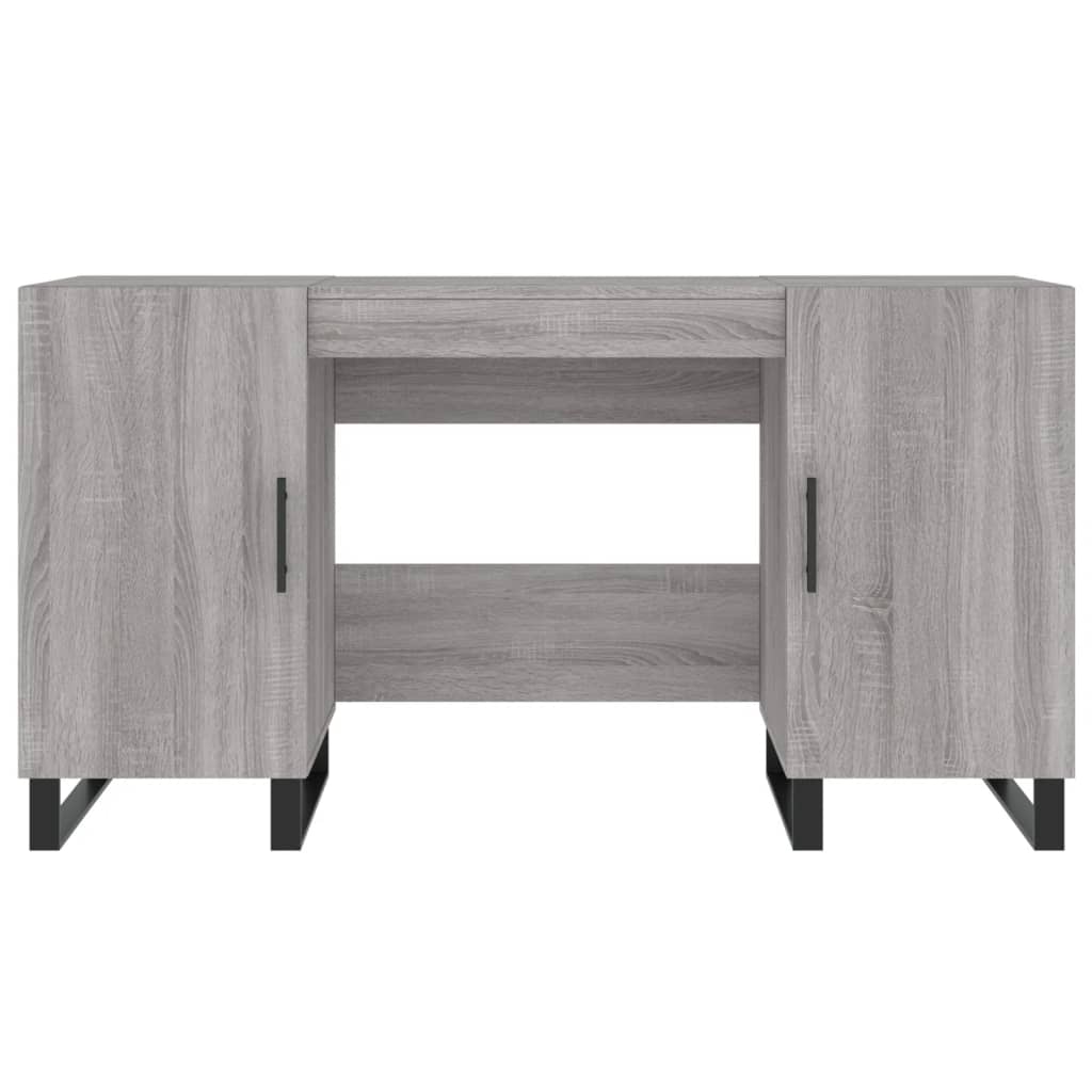 Modern Wooden Home Office Computer Table Desk With 2 Storage Cupboards Wood