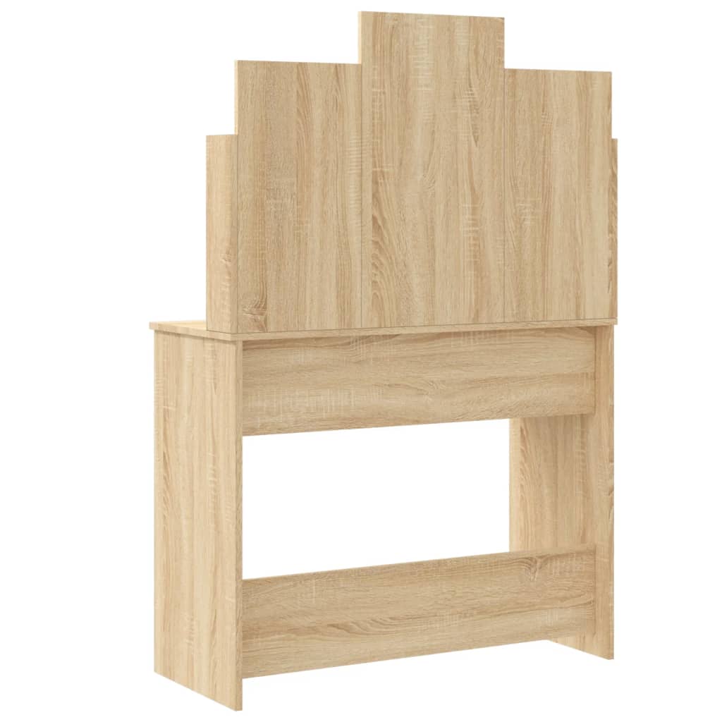 Modern Wooden Dressing Table Makeup Vanity Desk With LED Mirror & Drawers