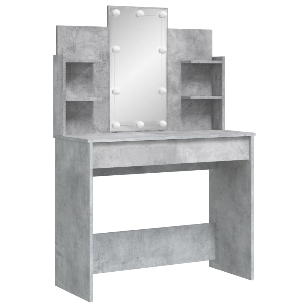 Modern Wooden Dressing Table Makeup Vanity Desk With LED Mirror & Drawers