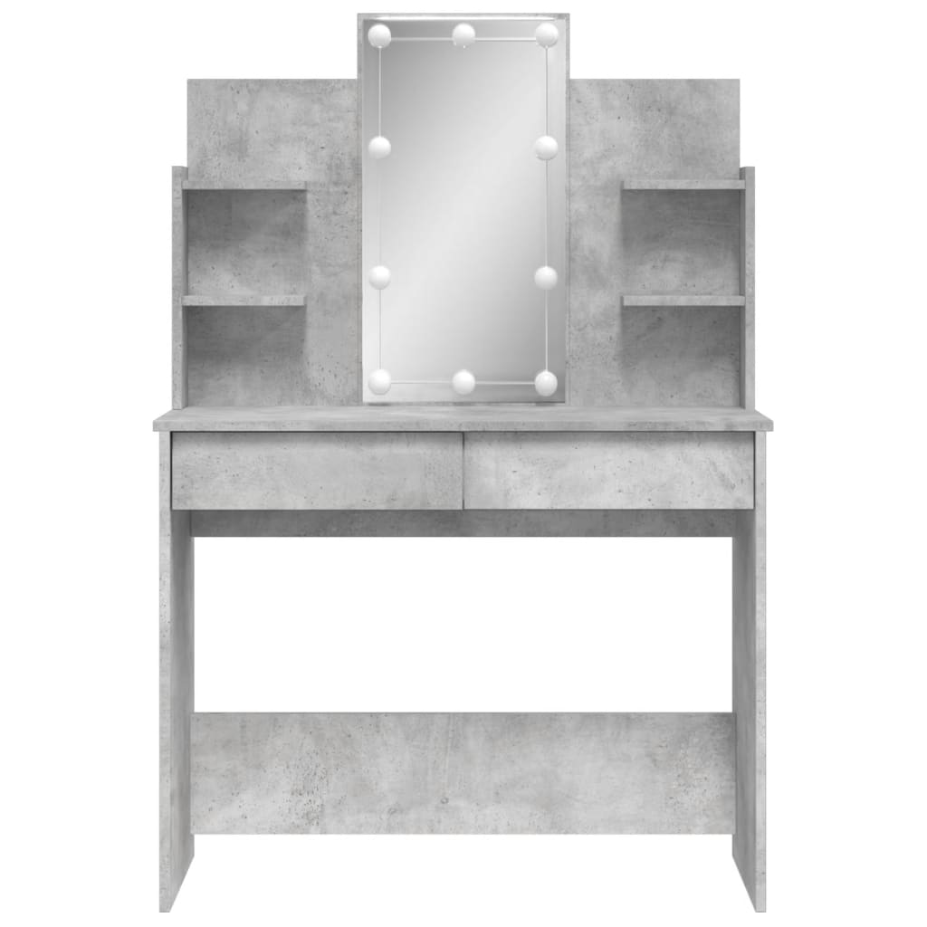 Modern Wooden Dressing Table Makeup Vanity Desk With LED Mirror & Drawers
