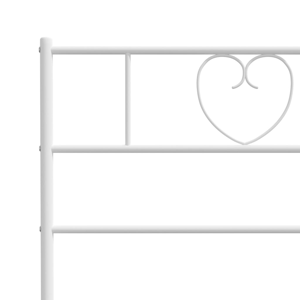 Metal Bed Frame without Mattress with Footboard White 75x190cm