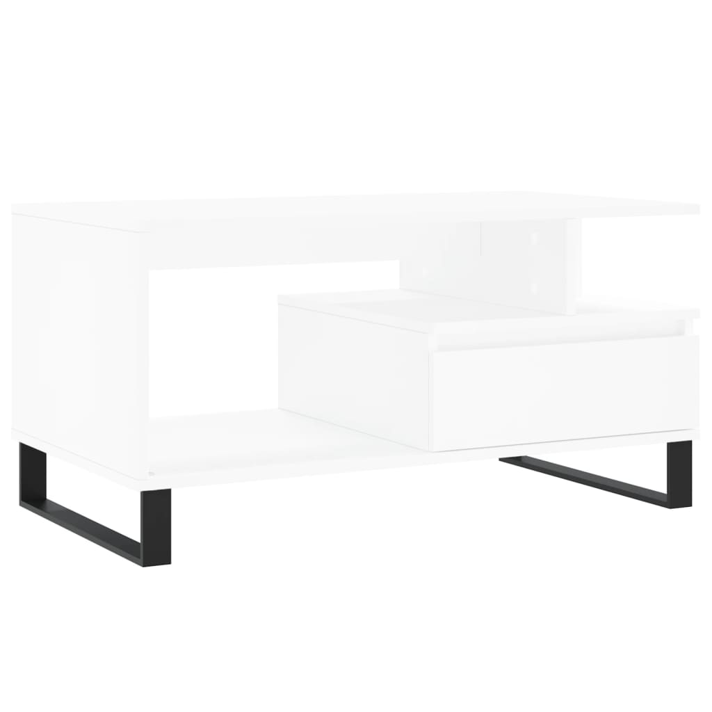 Modern Wooden Living Room Coffee Table With Open Storage & Drawer Wood