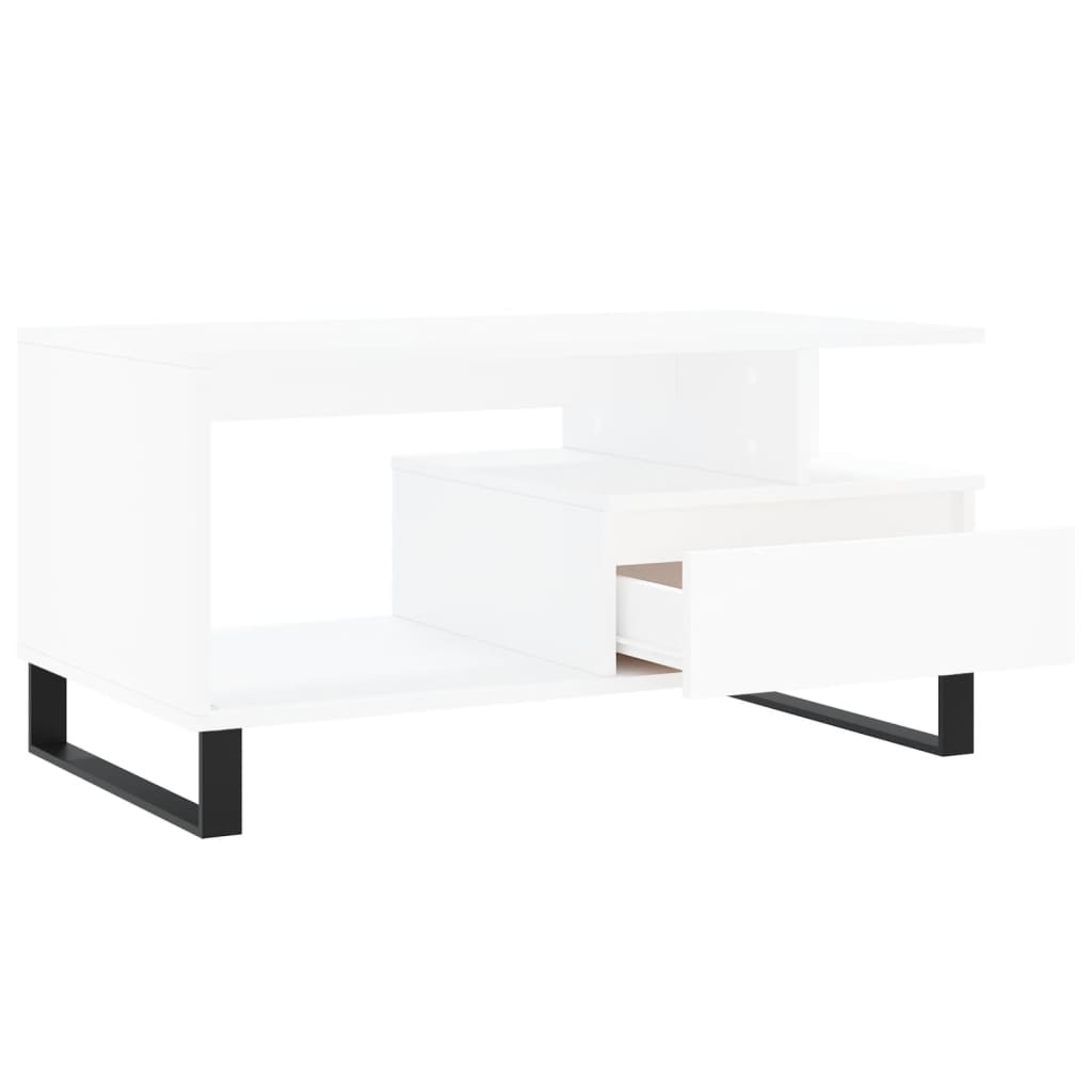Modern Wooden Living Room Coffee Table With Open Storage & Drawer Wood