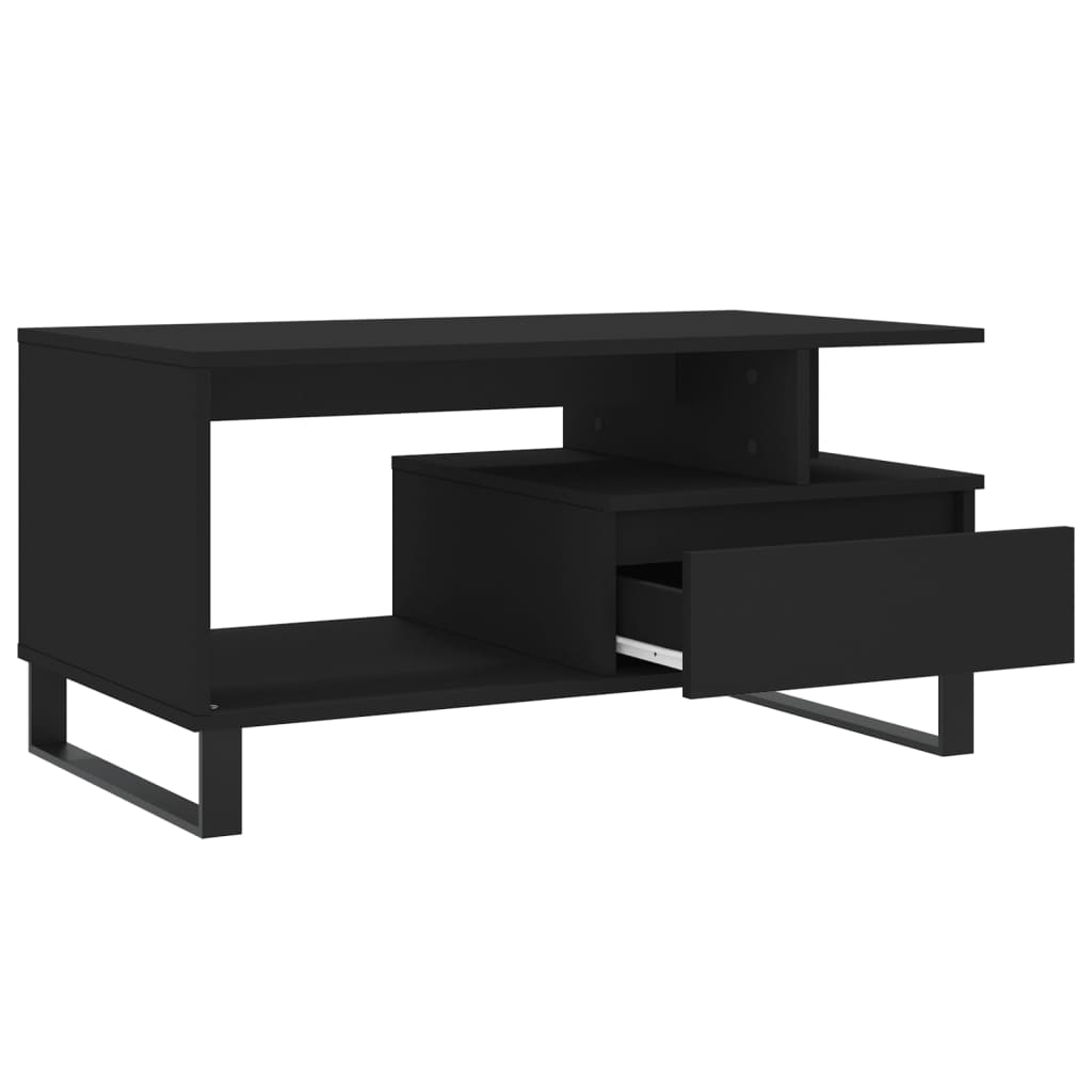 Modern Wooden Living Room Coffee Table With Open Storage & Drawer Wood