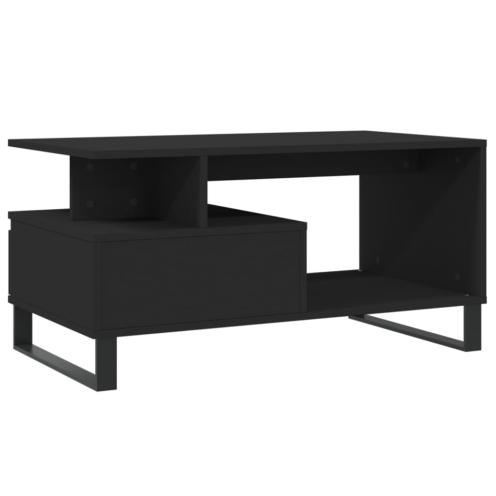 Modern Wooden Living Room Coffee Table With Open Storage & Drawer Wood