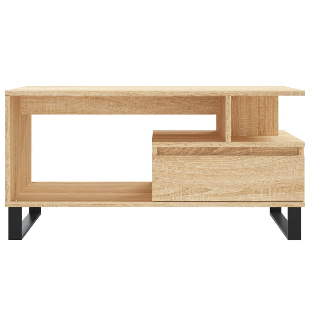 Modern Wooden Living Room Coffee Table With Open Storage & Drawer Wood