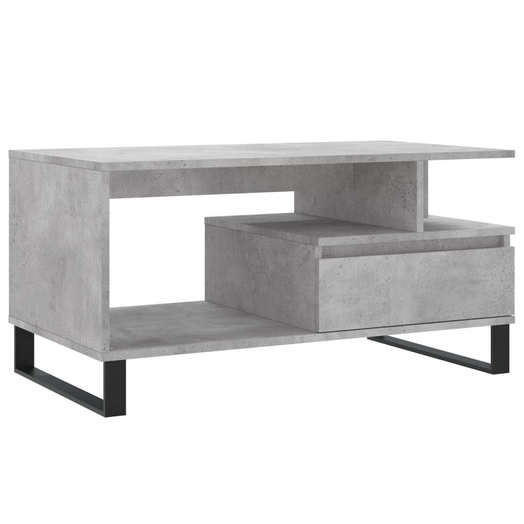 Modern Wooden Living Room Coffee Table With Open Storage & Drawer Wood