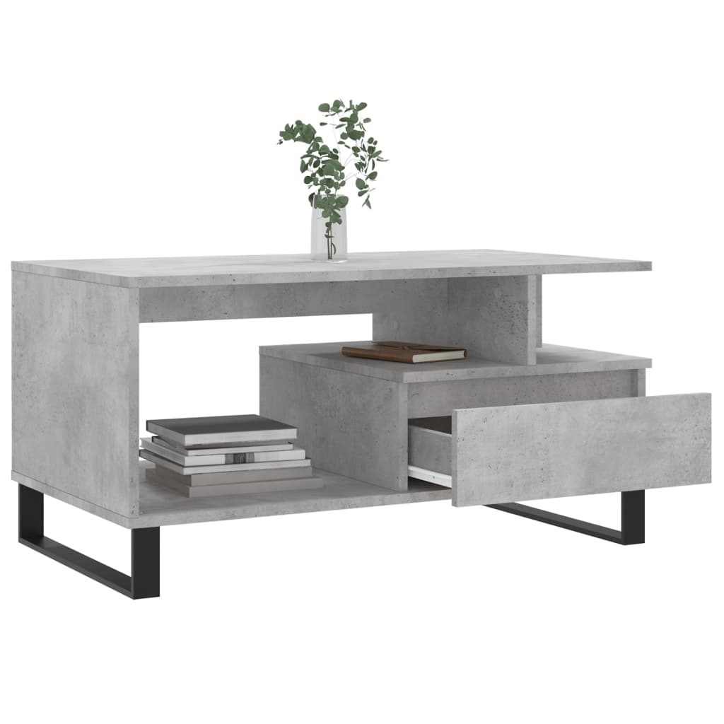 Modern Wooden Living Room Coffee Table With Open Storage & Drawer Wood