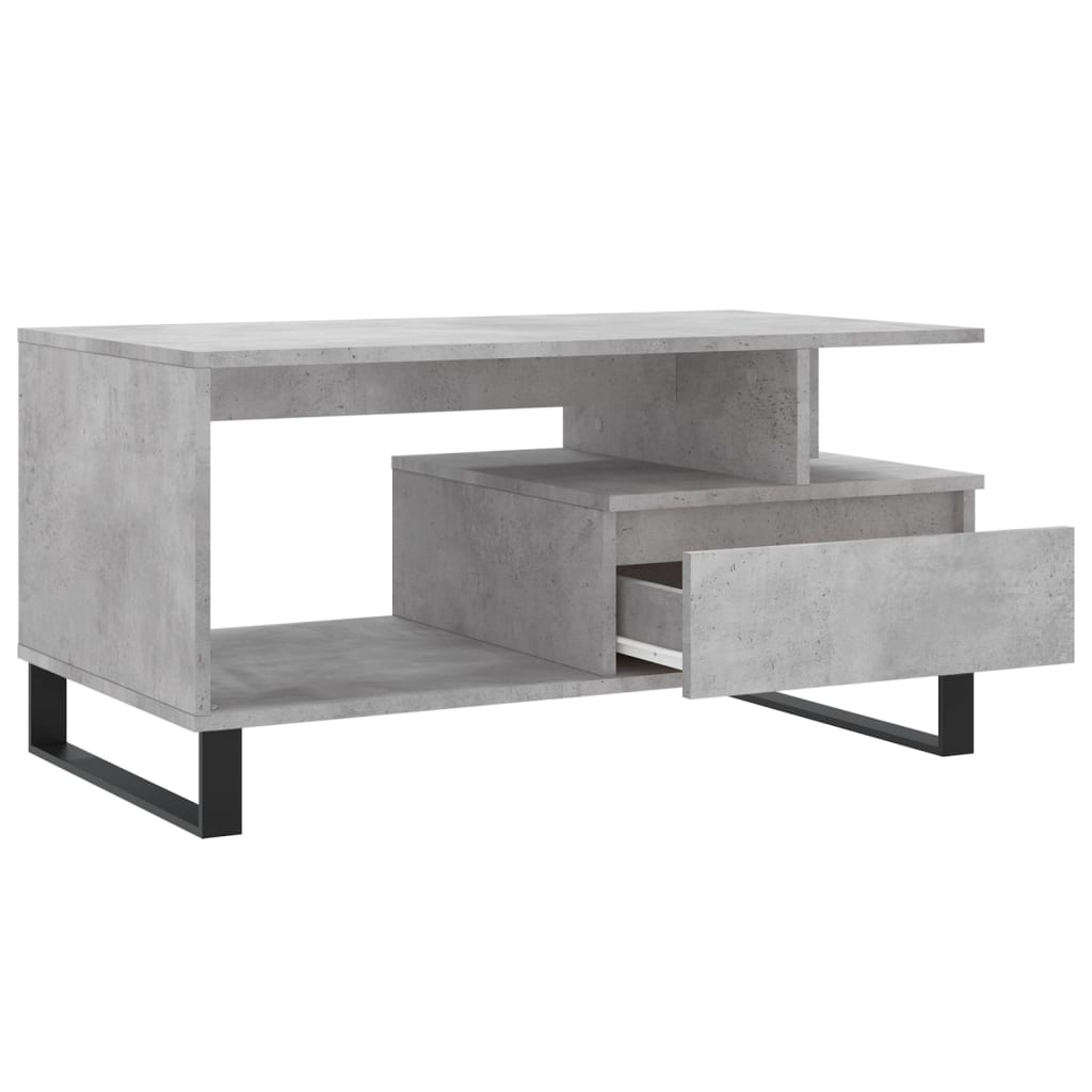 Modern Wooden Living Room Coffee Table With Open Storage & Drawer Wood