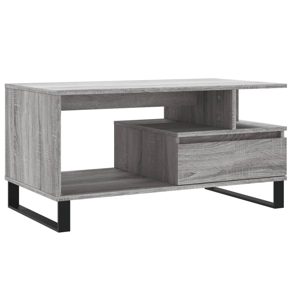 Modern Wooden Living Room Coffee Table With Open Storage & Drawer Wood