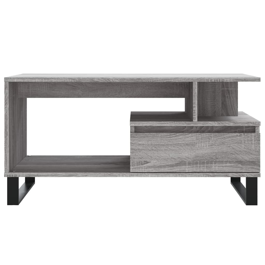 Modern Wooden Living Room Coffee Table With Open Storage & Drawer Wood