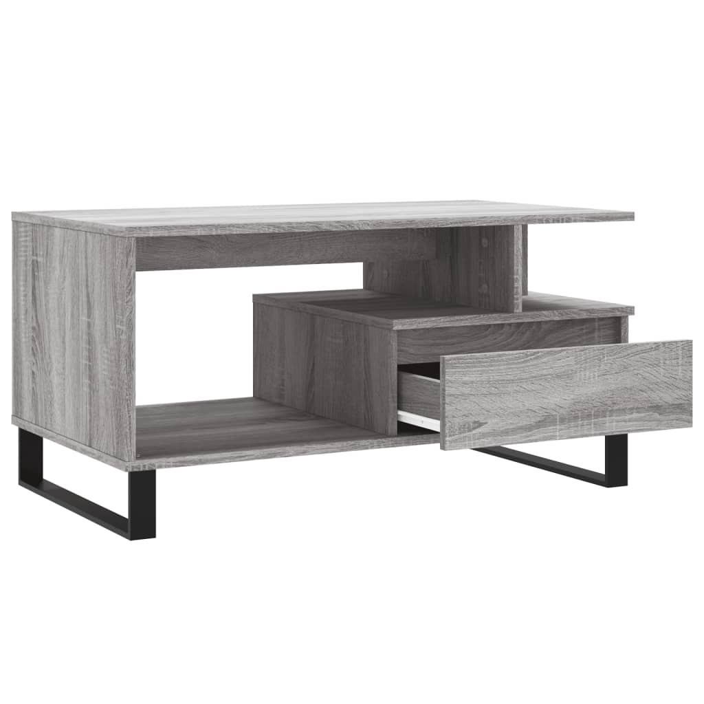Modern Wooden Living Room Coffee Table With Open Storage & Drawer Wood