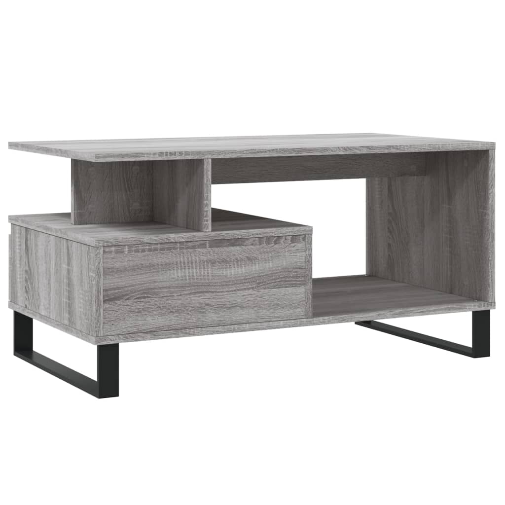 Modern Wooden Living Room Coffee Table With Open Storage & Drawer Wood