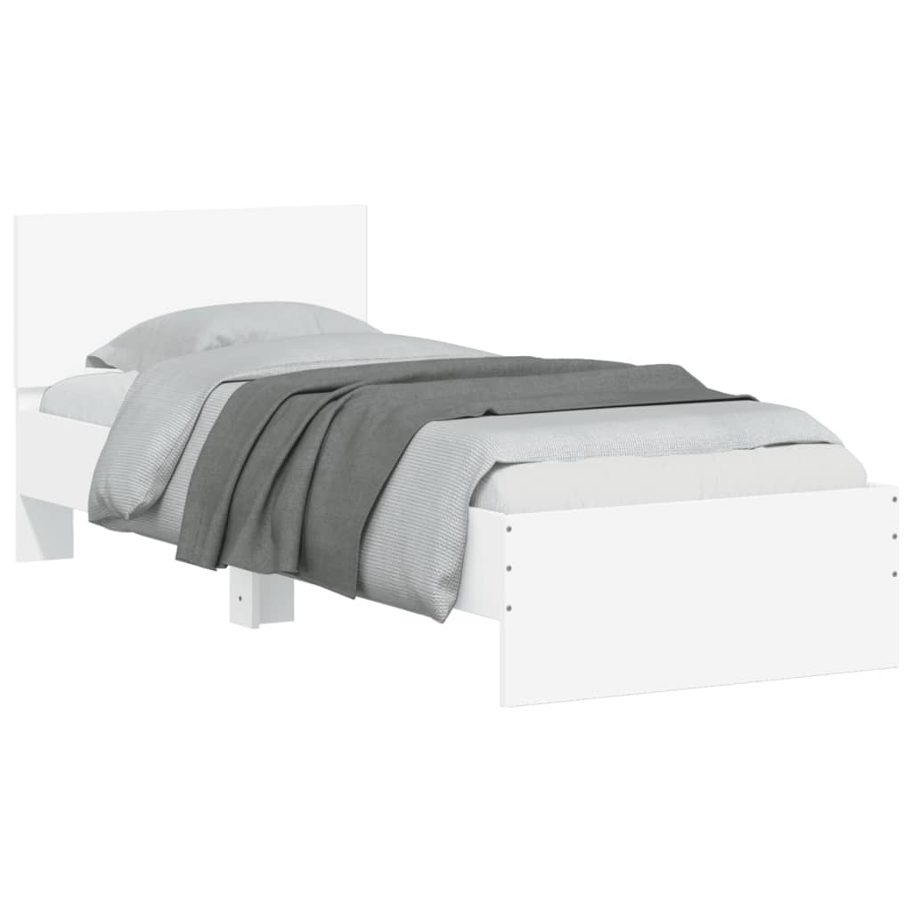 Modern Wooden Single Size 90cm Bed Frame Base With Headboard & LED Lights