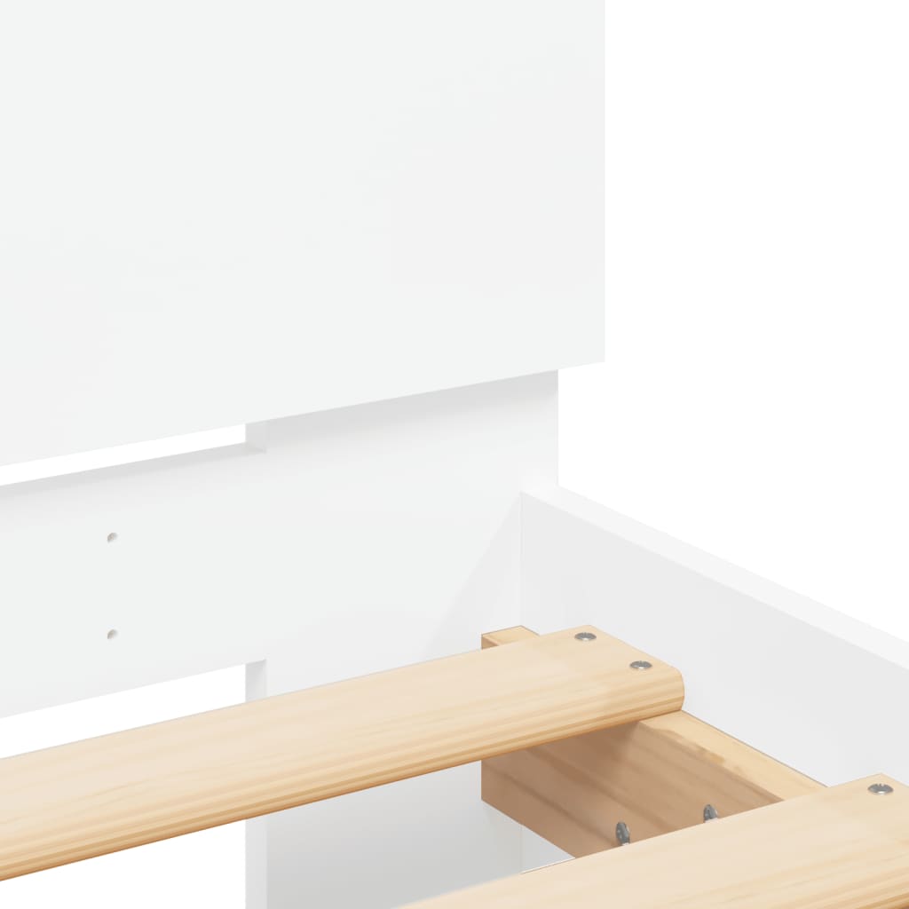 Modern Wooden Single Size 90cm Bed Frame Base With Headboard & LED Lights