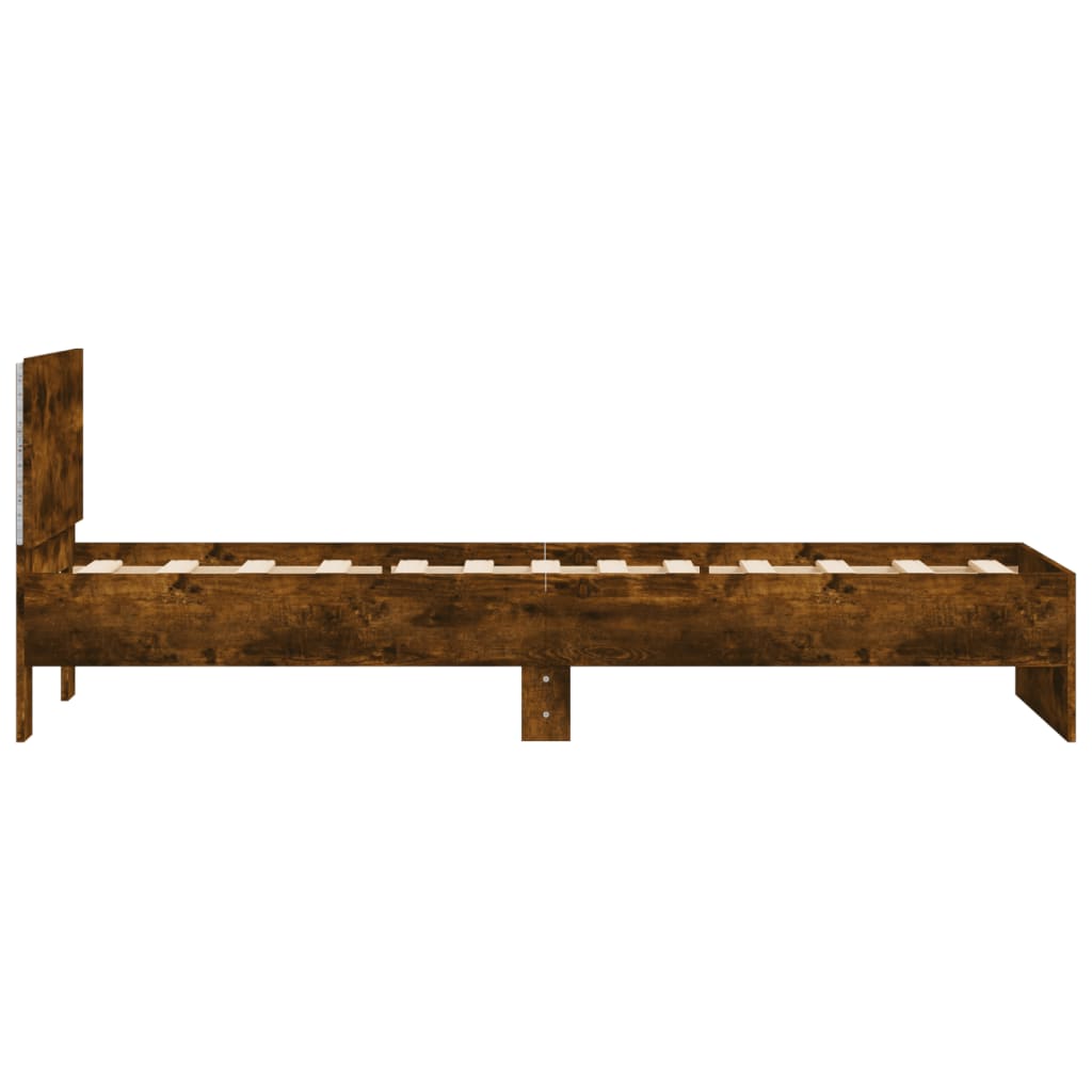 Modern Wooden Single Size 90cm Bed Frame Base With Headboard & LED Lights