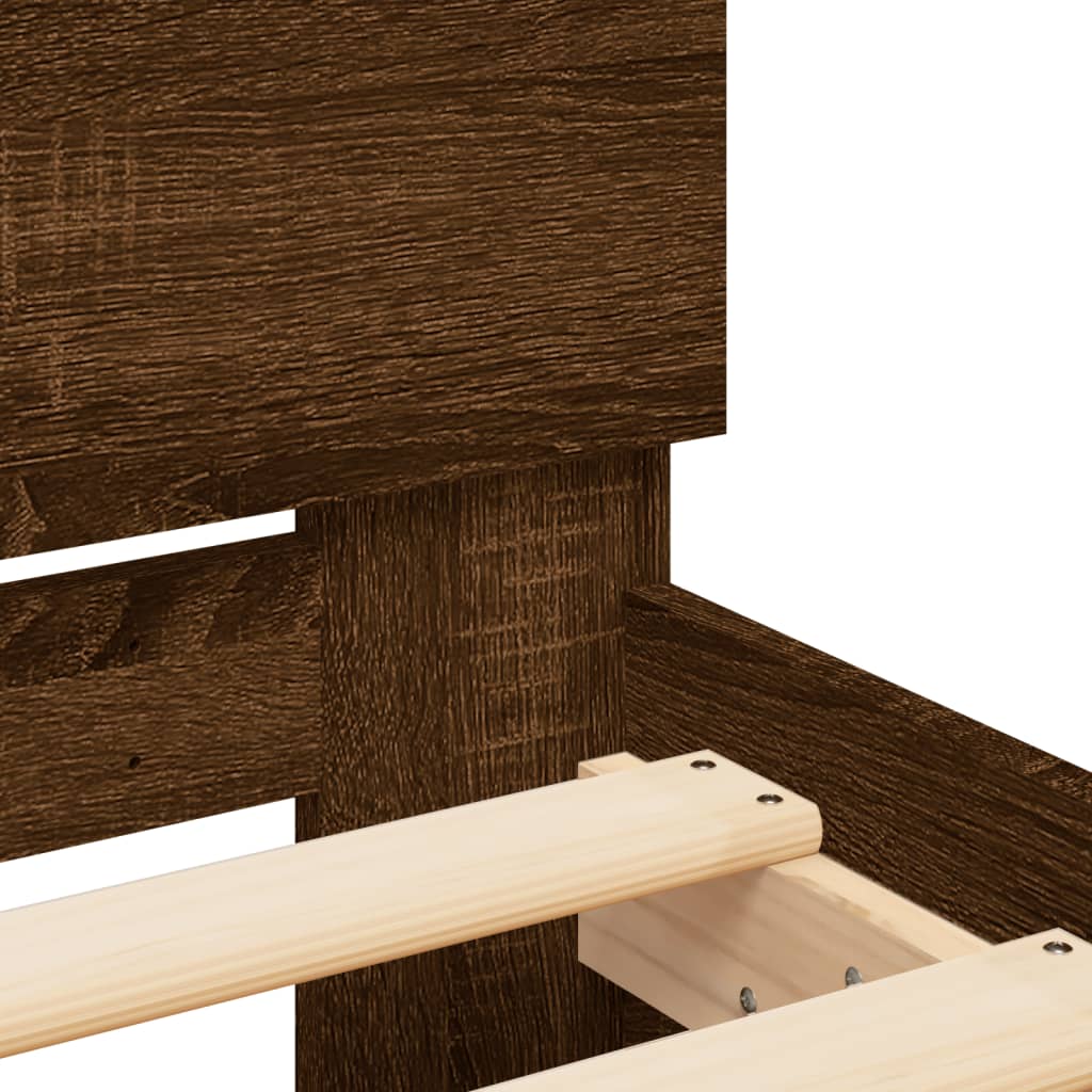 Modern Wooden Single Size 90cm Bed Frame Base With Headboard & LED Lights