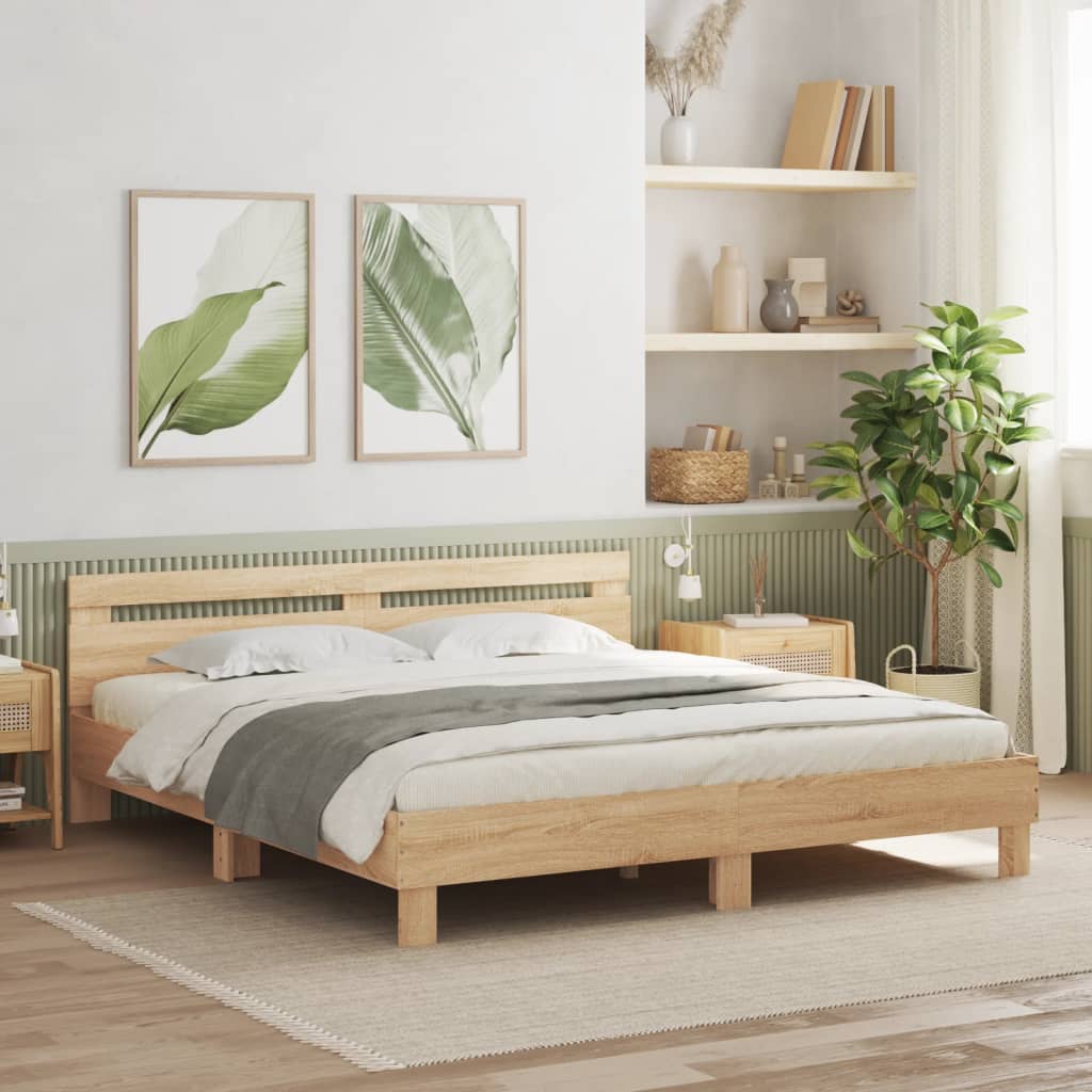 Modern Wooden Queen Size 1.6m Bed Frame Base With Headboard Wood Beds