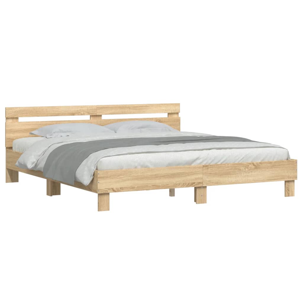 Modern Wooden Queen Size 1.6m Bed Frame Base With Headboard Wood Beds