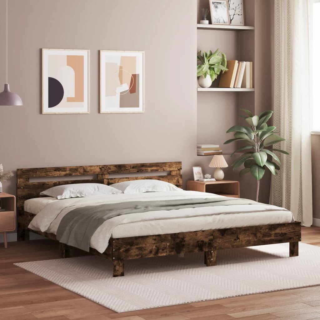 Modern Wooden Queen Size 1.6m Bed Frame Base With Headboard Wood Beds