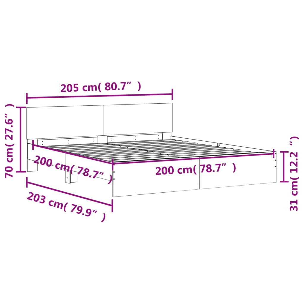 Modern Wooden Emperor Size 2m Bed Frame Base With Headboard Wood Beds