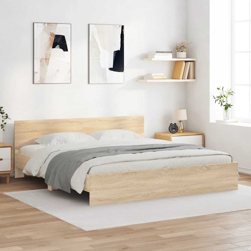 Modern Wooden Emperor Size 2m Bed Frame Base With Headboard Wood Beds
