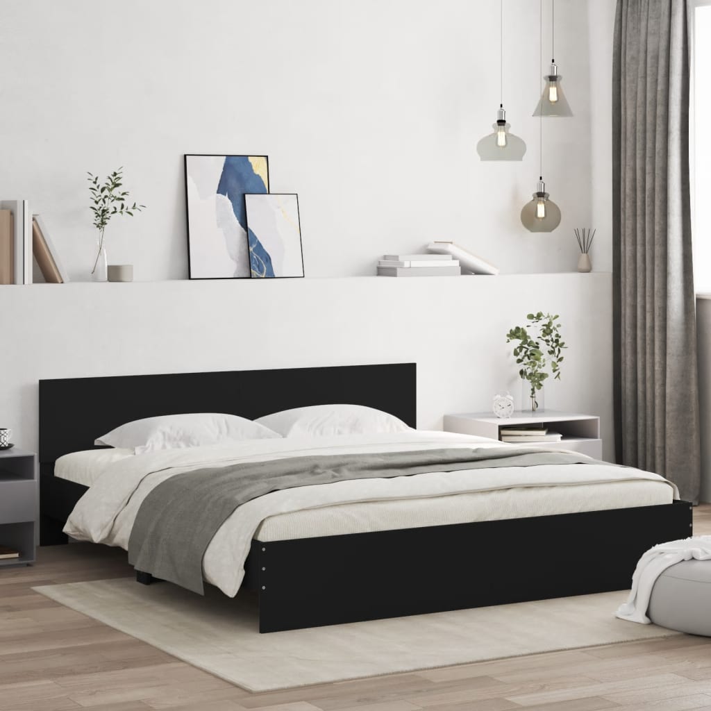 Modern Wooden Super King Size 1.8m Bed Frame Base With Headboard Wood Beds