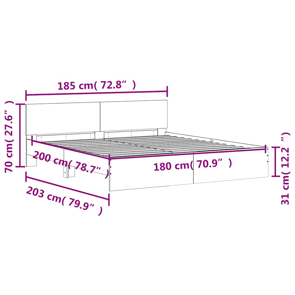 Modern Wooden Super King Size 1.8m Bed Frame Base With Headboard Wood Beds