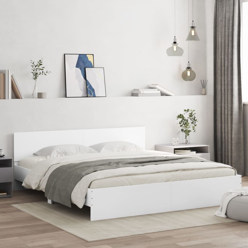 Modern Wooden Queen Size 1.6m Bed Frame Base With Headboard Wood Beds