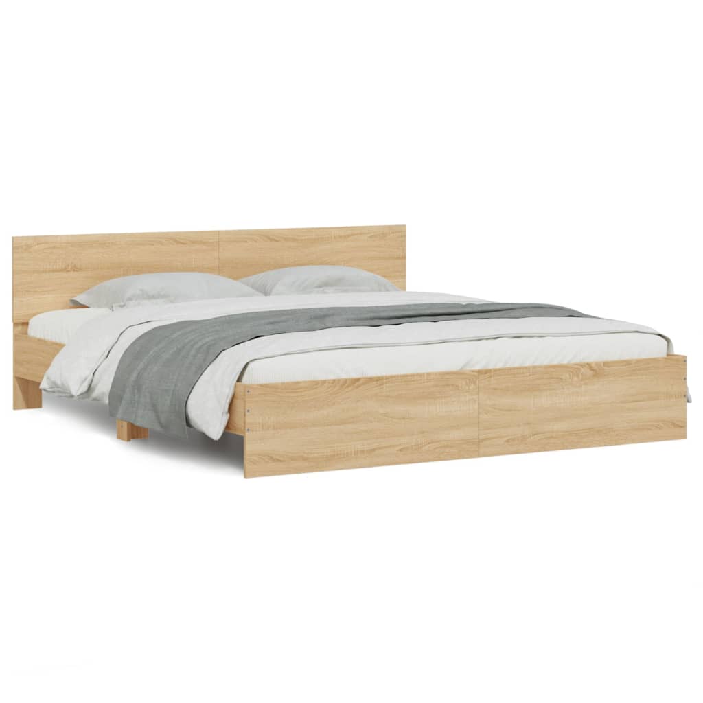 Modern Wooden Queen Size 1.6m Bed Frame Base With Headboard Wood Beds