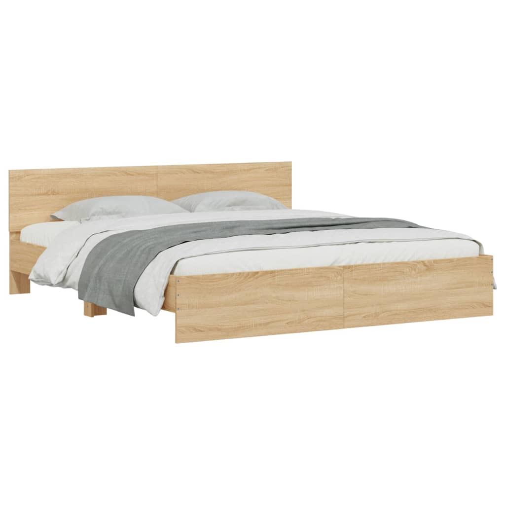 Modern Wooden Queen Size 1.6m Bed Frame Base With Headboard Wood Beds