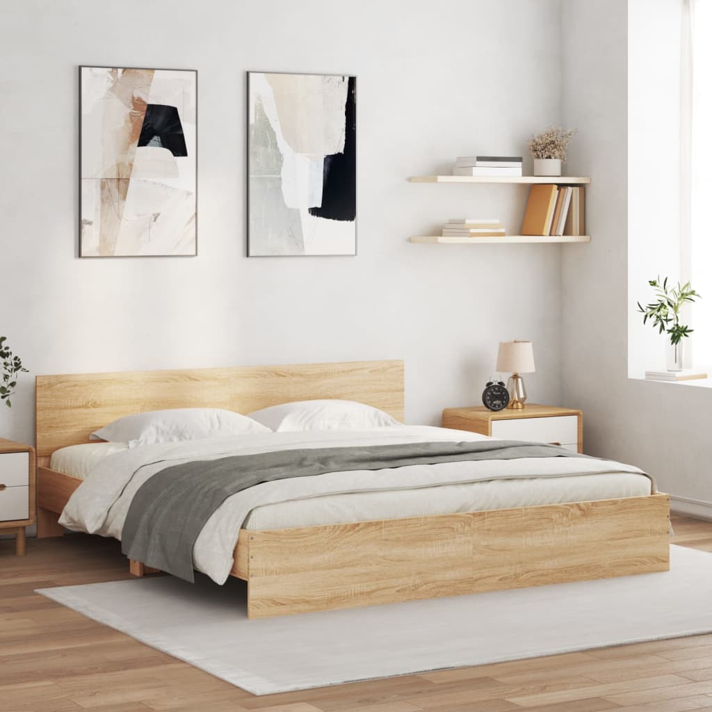 Modern Wooden Queen Size 1.6m Bed Frame Base With Headboard Wood Beds