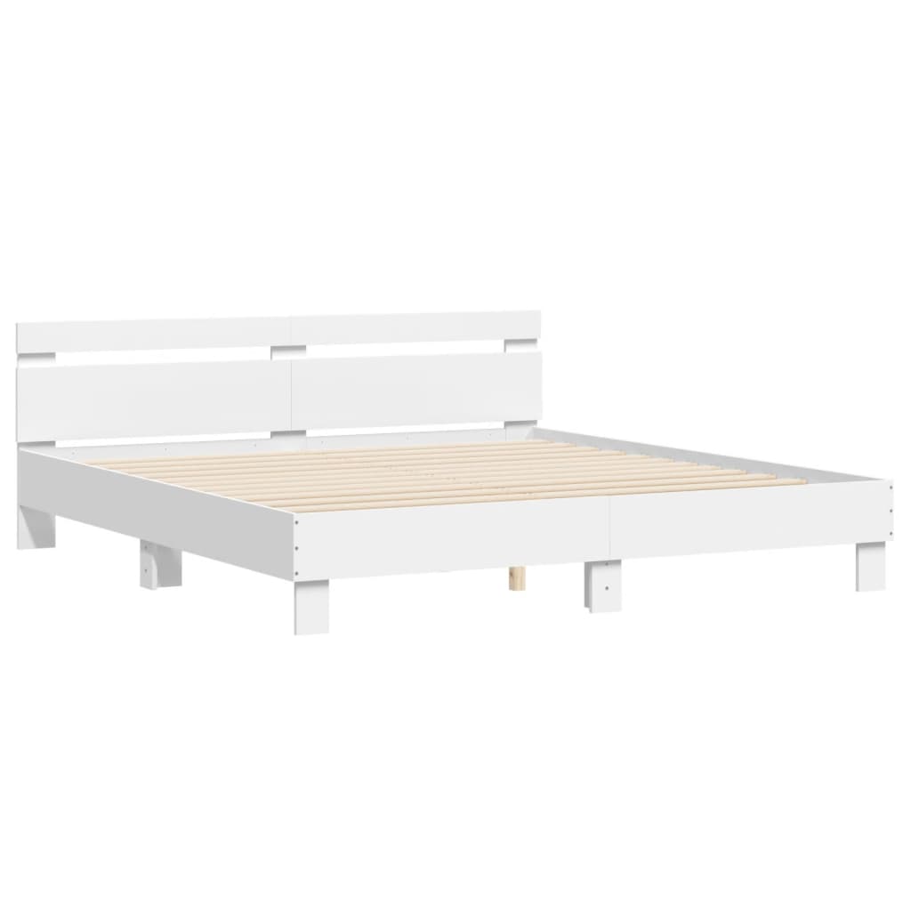 Modern Wooden Emperor Size 2m Bed Frame Base With Headboard & LED Light