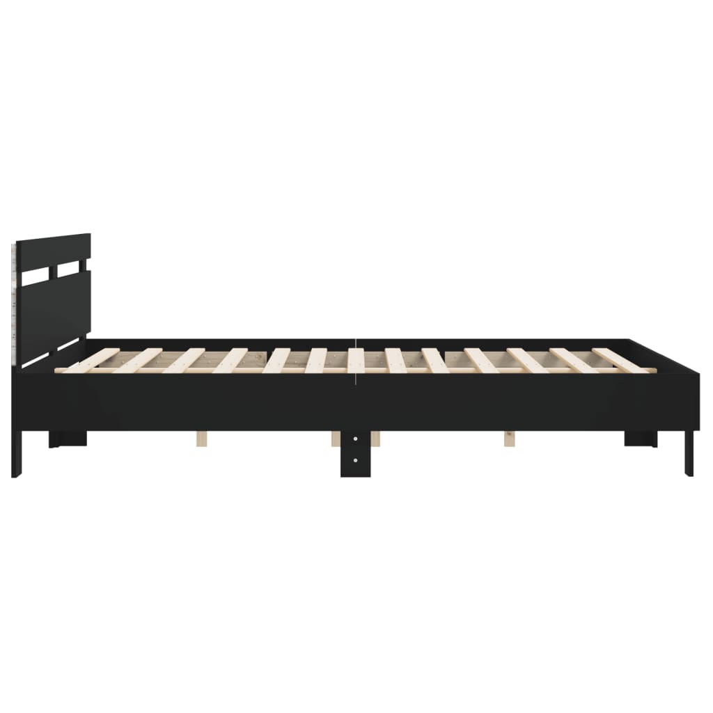 Modern Wooden Emperor Size 2m Bed Frame Base With Headboard & LED Light